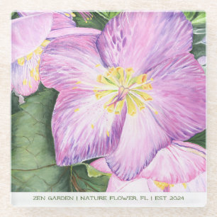 Farbenfrohes florales Ferienhaus Glasuntersetzer