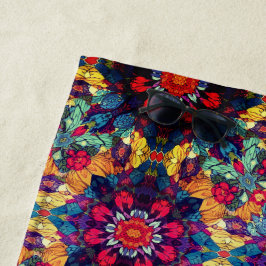 farbenfrohes florales Mandala Strandtuch