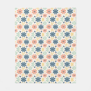 Farbenfrohes florales Nahtloses Muster in Blau, Pi Fleecedecke