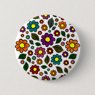 Farbenfrohes florales Naturmuster Button