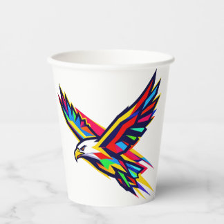 Farbenfrohes Flugadler Regenbogen-Logo Sportgesche Pappbecher