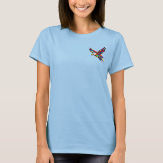 Farbenfrohes Flugadler Regenbogen-Logo Sportgesche T-Shirt
