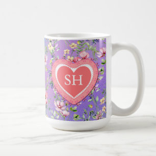Farbenfrohes Frühlingsblumen-Aquarell-Muster-Monog Kaffeetasse