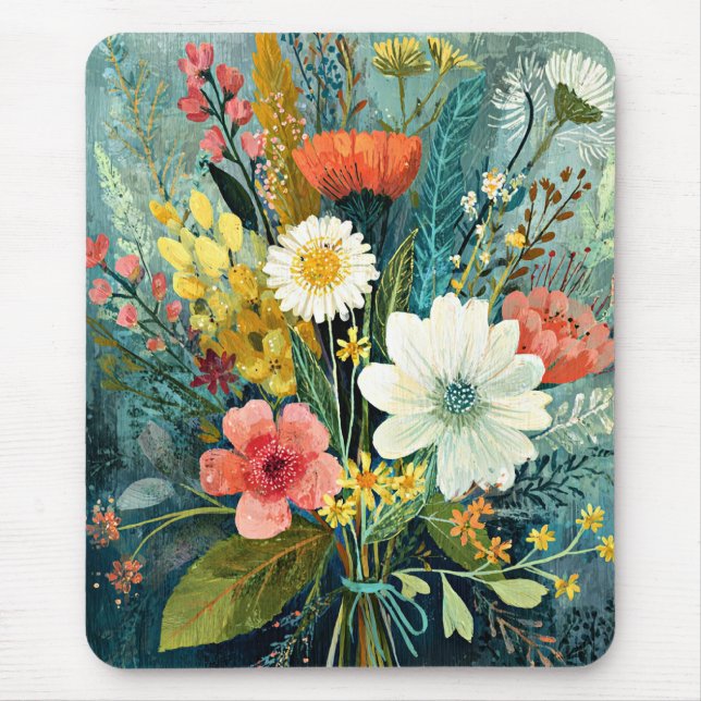 Farbenfrohes Frühlingsbouquet Mousepad (Vorne)