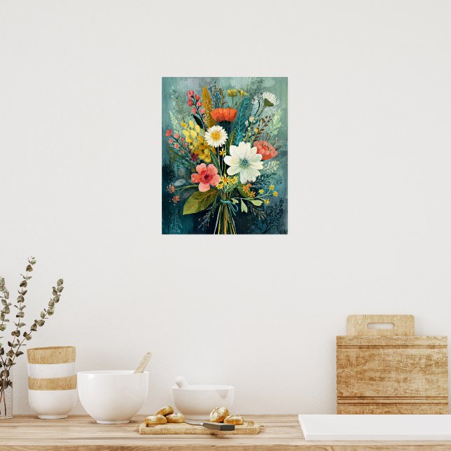 Farbenfrohes Frühlingsbouquet Poster (Küche)