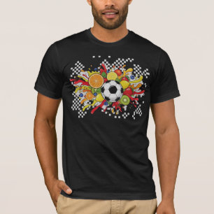 Farbenfrohes Fußball-Schachbrett T-Shirt