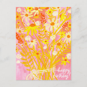 Farbenfrohes Gänseblümchen Bouquet Herbstfarben Ge Postkarte