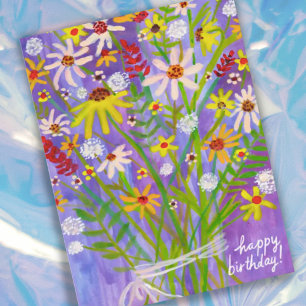 Farbenfrohes Gänseblumenbouquet Alles Gute zum Geb Postkarte