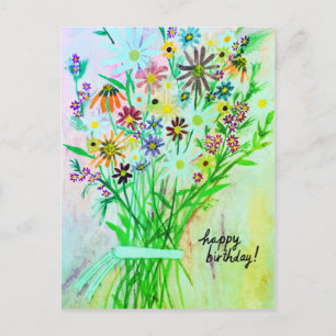Farbenfrohes Gänseblumenstrauß Alles Gute zum Gebu Postkarte
