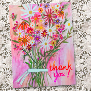 Farbenfrohes Gänseblumenstrauß Dankeschön Postkarte