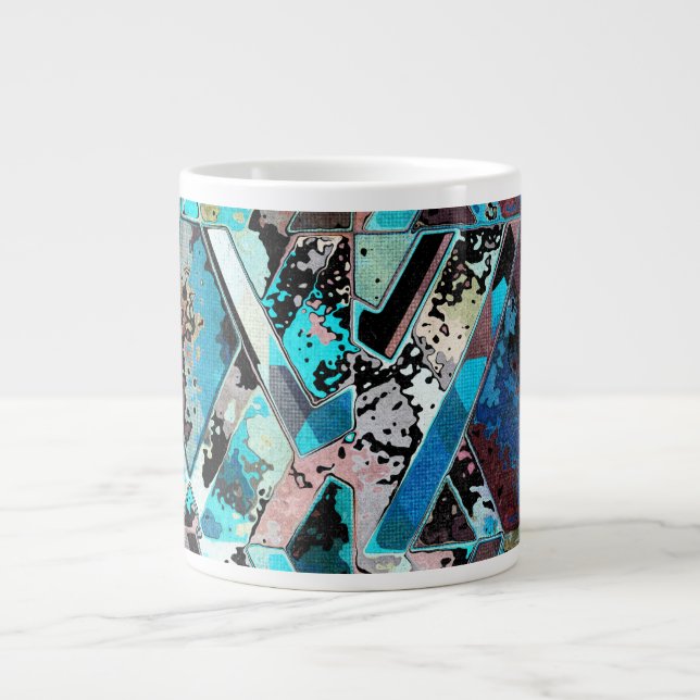 Farbenfrohes geometrisches abstraktes Muster Jumbo-Tasse (Vorderseite)