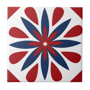 Farbenfrohes geometrisches Blumenmuster Fliese