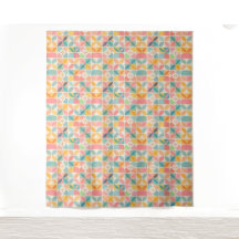 Farbenfrohes geometrisches Blumenmuster-Tapete