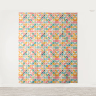 Farbenfrohes geometrisches Blumenmuster-Tapete Wandteppich
