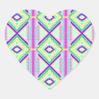 Farbenfrohes geometrisches Boho-Muster Herz-Aufkleber