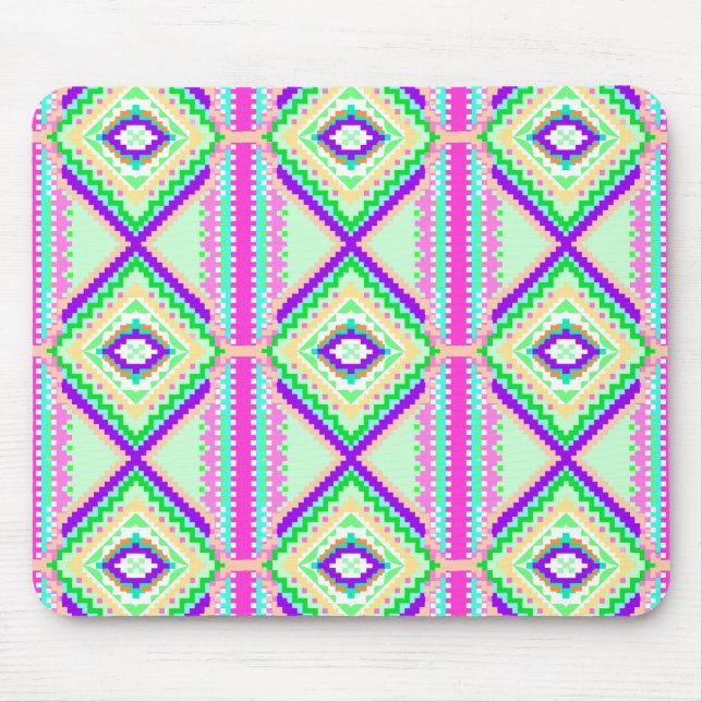 Farbenfrohes geometrisches Boho-Muster Mousepad (Vorne)