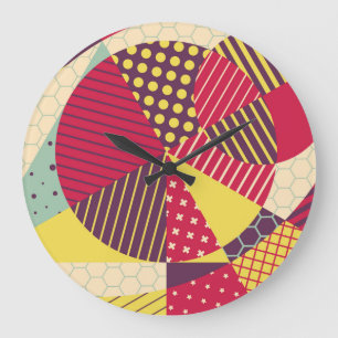 Farbenfrohes geometrisches Design Abstract Große Wanduhr
