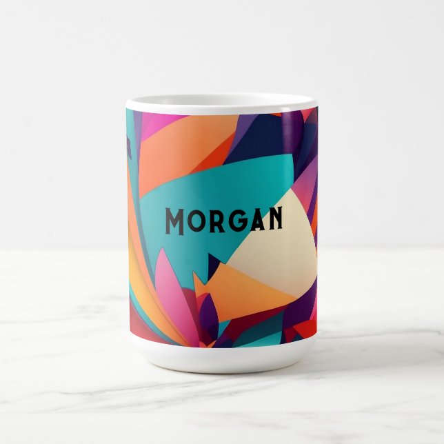 Farbenfrohes geometrisches Design, Name oder Monog Kaffeetasse (Mittel)