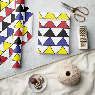 Farbenfrohes geometrisches Dreiecke-Muster Geschenkpapier
