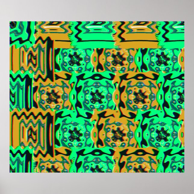 Farbenfrohes geometrisches Glitch-Muster  Poster (Vorne)