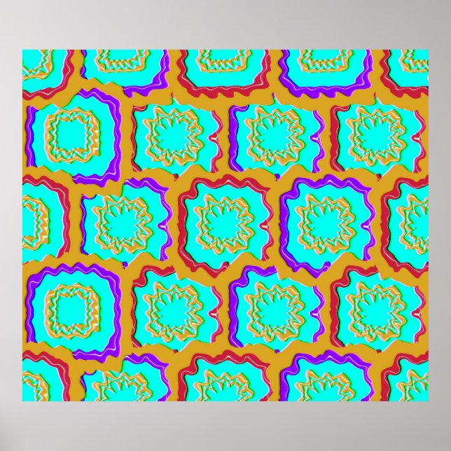 Farbenfrohes geometrisches Glitch-Muster  Poster (Vorne)