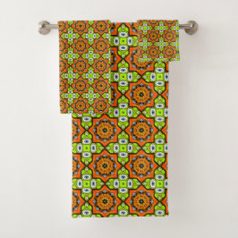 Farbenfrohes geometrisches Mandala-Muster Badhandtuch Set