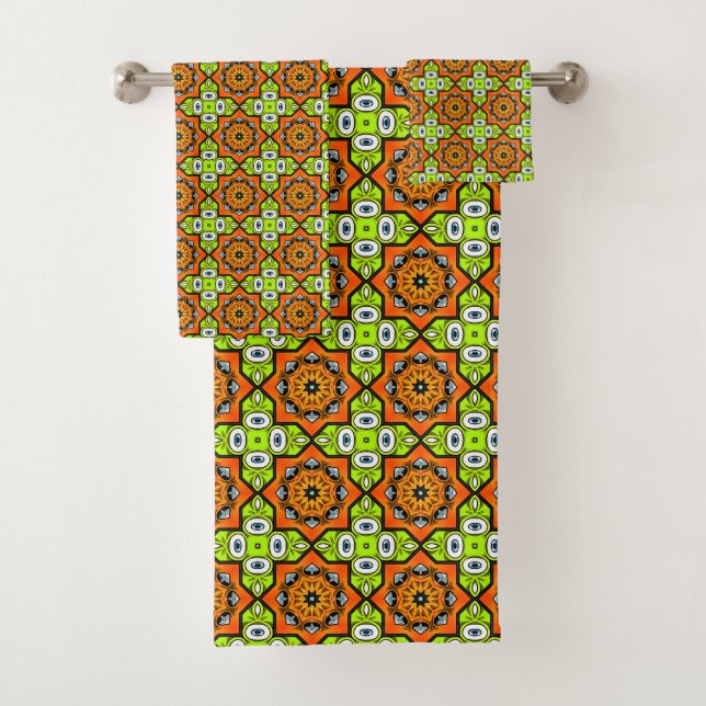 Farbenfrohes geometrisches Mandala-Muster  Badhandtuch Set (Insitu)