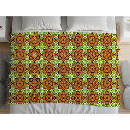 Farbenfrohes geometrisches Mandala-Muster Fleecedecke