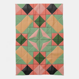 Farbenfrohes geometrisches Muster mit symmetrische Geschirrtuch