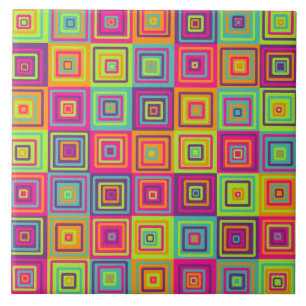 Farbenfrohes geometrisches Quadratmuster Fliese