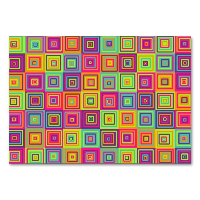 Farbenfrohes geometrisches Quadratmuster Tischnummer (Vorderseite)