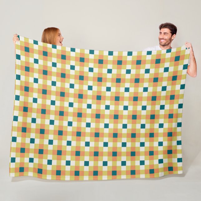 Farbenfrohes geometrisches Rastermuster mit Retro- Fleecedecke (Beispiel)
