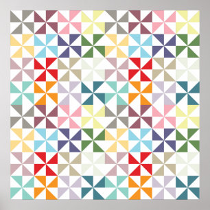 Farbenfrohes geometrisches Windrad Poster