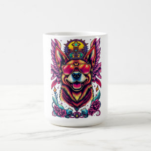 Farbenfrohes glückliches Hundeporträt Kaffeetasse