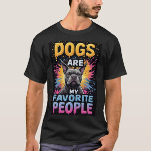 Farbenfrohes Grafik mit Bulldogge und Farbspritzer T-Shirt