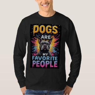 Farbenfrohes Grafik mit Bulldogge und Farbspritzer T-Shirt