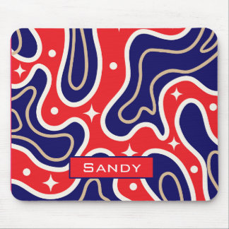 farbenfrohes grooviges Monogramm Name Mousepad