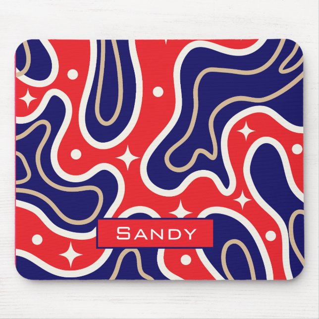 farbenfrohes grooviges Monogramm Name Mousepad (Vorne)