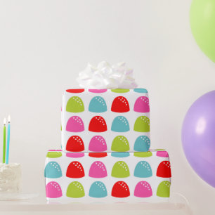Farbenfrohes Gummibärchen-Muster – Retro-Süßigkeit Geschenkpapier