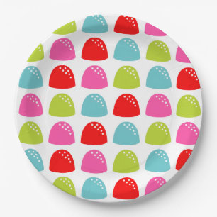 Farbenfrohes Gummibonbon-Muster – Retro-Süßigkeite Pappteller