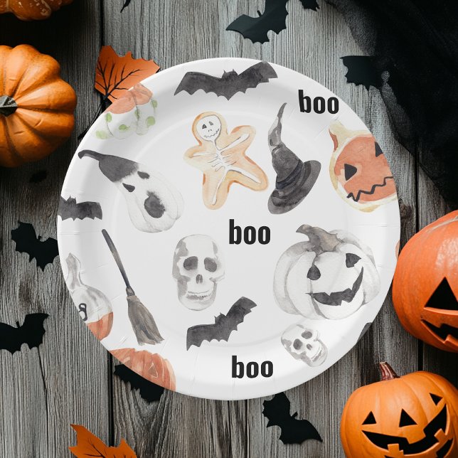 Farbenfrohes Halloween Grusel-Muster  Pappteller (Von Creator hochgeladen)
