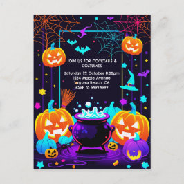 Farbenfrohes Halloween-Kürbis Feiertagspostkarte