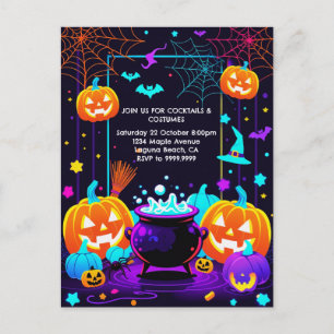 Farbenfrohes Halloween-Kürbis Feiertagspostkarte