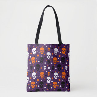 Farbenfrohes Halloween-Totenkopf-Polka-Punkte-Must Tasche