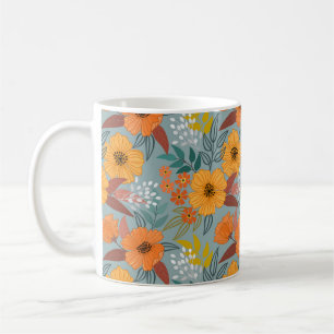 Farbenfrohes Handgemaltes Blumenmuster Kaffeetasse