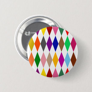 Farbenfrohes Harlekin-Diamanten-Design Weiß  Button