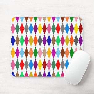 Farbenfrohes Harlekin-Diamanten-Design Weiß Mousepad