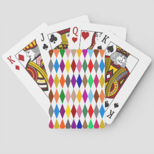 Farbenfrohes Harlekin-Diamanten-Design Weiß  Spielkarten