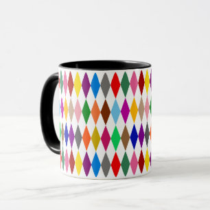 Farbenfrohes Harlekin-Diamanten-Design Weiß Tasse