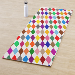 Farbenfrohes Harlekin-Diamanten-Design Weiß Yogamatte